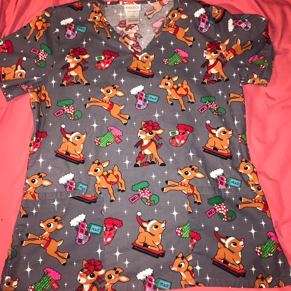 Christmas Themed Scrub Top